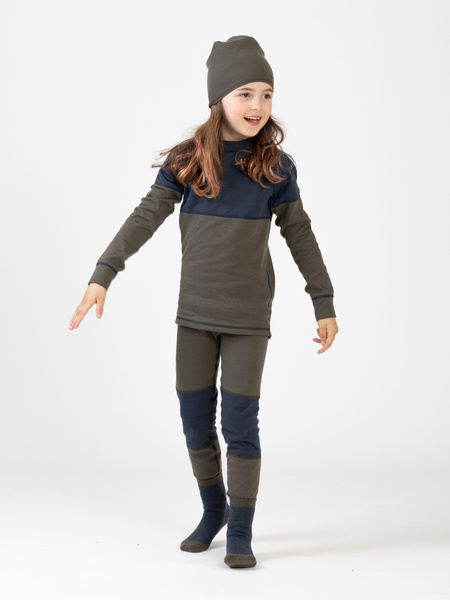 Merino Warm Set Kids Khaki Green